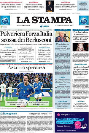 Prima pagina La Stampa di oggi - Quotidiano nazionale