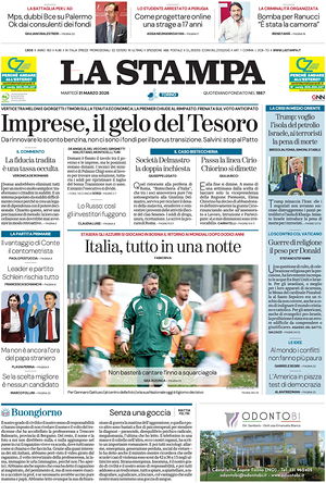 Prima pagina La Stampa di oggi - Quotidiano nazionale