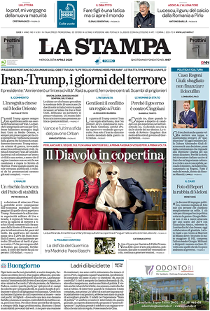 Prima pagina La Stampa di oggi - Quotidiano nazionale