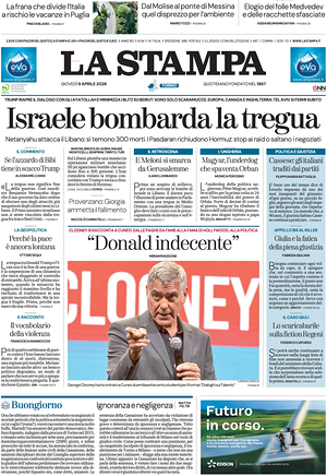 Prima pagina La Stampa di oggi - Quotidiano nazionale