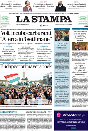 Prima pagina La Stampa di oggi - Quotidiano nazionale