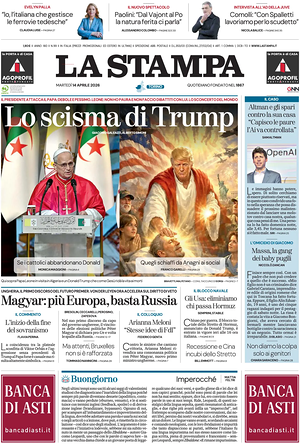 Prima pagina La Stampa di oggi - Quotidiano nazionale