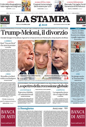 Prima pagina La Stampa di oggi - Quotidiano nazionale