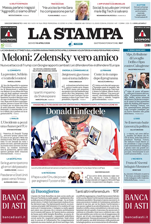 Prima pagina La Stampa di oggi - Quotidiano nazionale