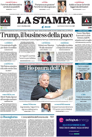 Prima pagina La Stampa di oggi - Quotidiano nazionale