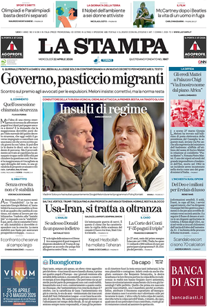 Prima pagina La Stampa di oggi - Quotidiano nazionale