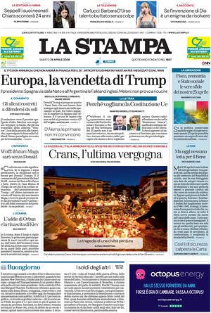 Prima pagina La Stampa di oggi - Quotidiano nazionale