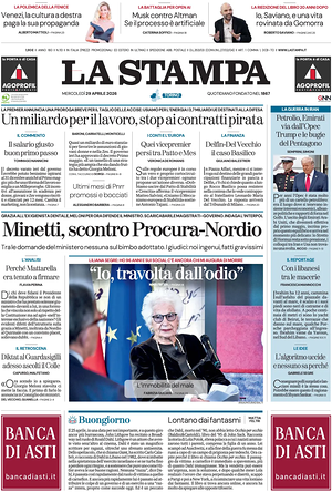 Prima pagina La Stampa di oggi - Quotidiano nazionale