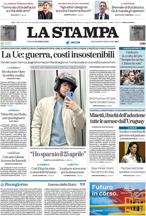 Prima pagina La Stampa di oggi - Quotidiano nazionale