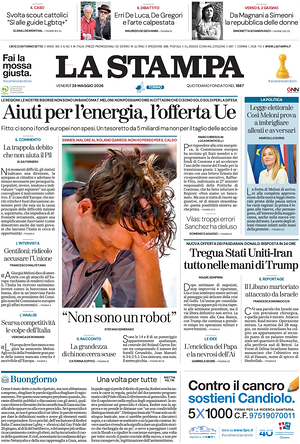 Prima pagina La Stampa di oggi - Quotidiano nazionale
