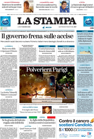 La Stampa prima pagina