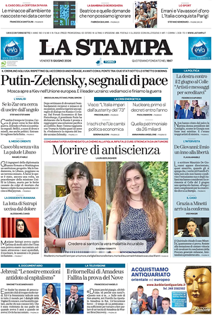 Prima pagina La Stampa di oggi - Quotidiano nazionale