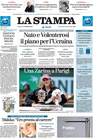 Prima pagina La Stampa di oggi - Quotidiano nazionale
