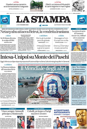 Prima pagina La Stampa di oggi - Quotidiano nazionale