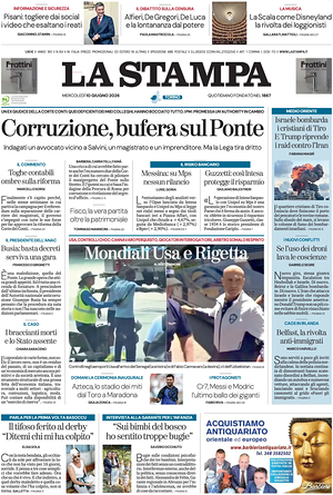 Prima pagina La Stampa di oggi - Quotidiano nazionale
