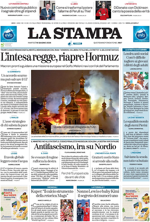 Prima pagina La Stampa di oggi - Quotidiano nazionale