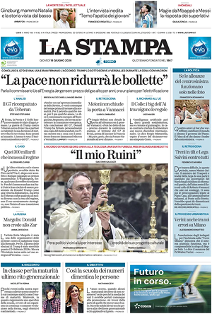 Prima pagina La Stampa di oggi - Quotidiano nazionale