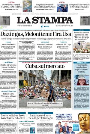 Prima pagina La Stampa di oggi - Quotidiano nazionale
