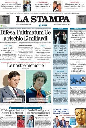 Prima pagina La Stampa di oggi - Quotidiano nazionale