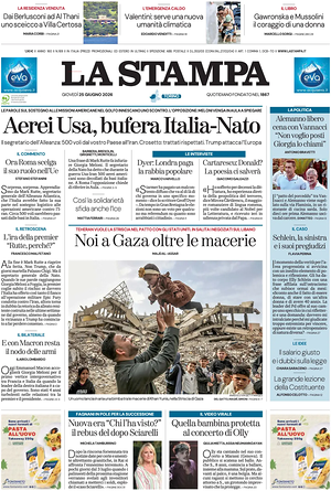 Prima pagina La Stampa di oggi - Quotidiano nazionale