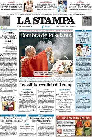 Prima pagina La Stampa di oggi - Quotidiano nazionale