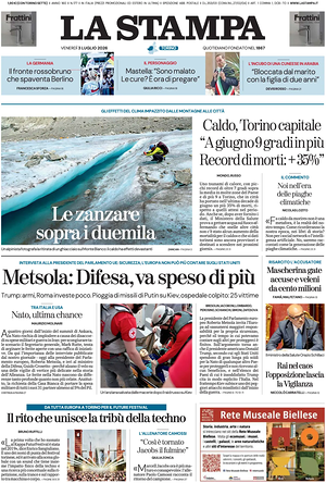 Prima pagina La Stampa di oggi - Quotidiano nazionale