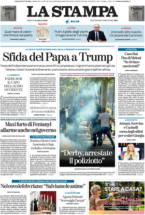 Prima pagina La Stampa di oggi - Quotidiano nazionale