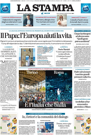 Prima pagina La Stampa di oggi - Quotidiano nazionale