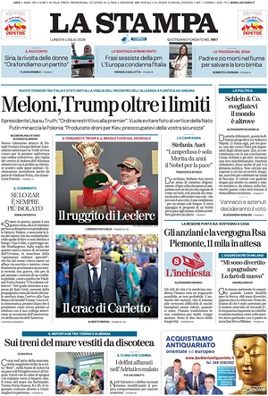 Prima pagina La Stampa di oggi - Quotidiano nazionale