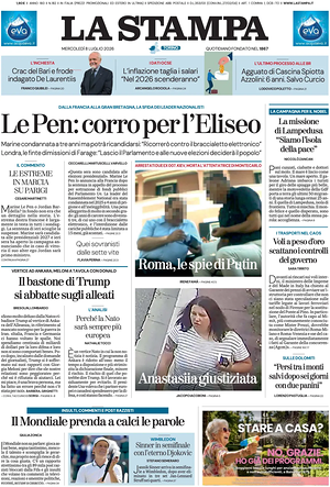 Prima pagina La Stampa di oggi - Quotidiano nazionale