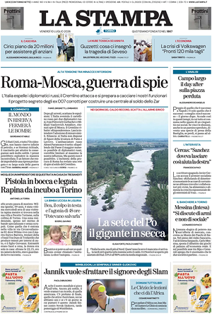 Prima pagina La Stampa di oggi - Quotidiano nazionale