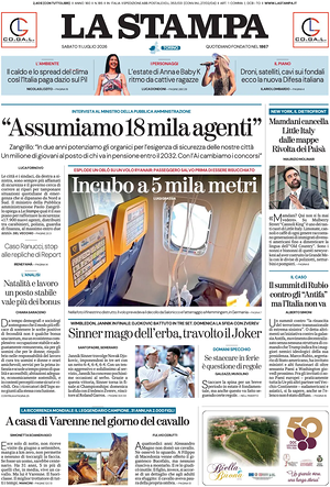 Prima pagina La Stampa di oggi - Quotidiano nazionale