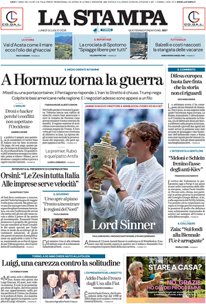 Prima pagina La Stampa di oggi - Quotidiano nazionale