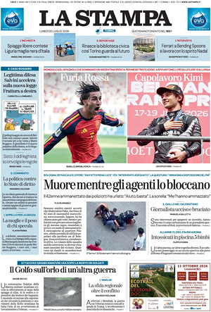 Prima pagina La Stampa di oggi - Quotidiano nazionale