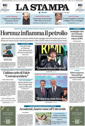 Prima pagina La Stampa di oggi - Quotidiano nazionale