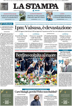 Prima pagina La Stampa di oggi - Quotidiano nazionale