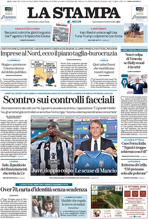 Prima pagina La Stampa di oggi - Quotidiano nazionale