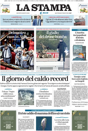 Prima pagina La Stampa di oggi - Quotidiano nazionale