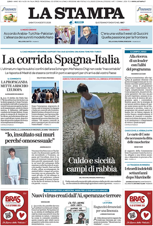 Prima pagina La Stampa di oggi - Quotidiano nazionale