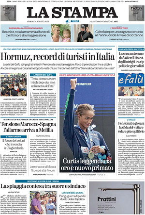 Prima pagina La Stampa di oggi - Quotidiano nazionale