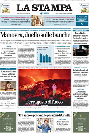 Prima pagina La Stampa di oggi - Quotidiano nazionale