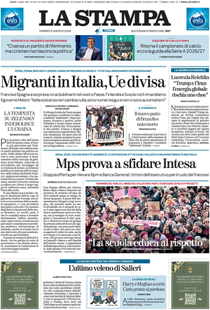 Prima pagina La Stampa di oggi - Quotidiano nazionale