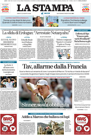 Prima pagina La Stampa di oggi - Quotidiano nazionale