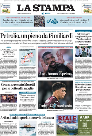 Prima pagina La Stampa di oggi - Quotidiano nazionale