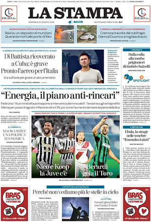 Prima pagina La Stampa di oggi - Quotidiano nazionale
