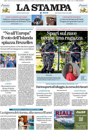 Prima pagina La Stampa di oggi - Quotidiano nazionale