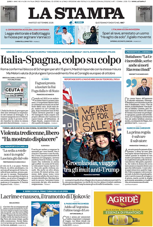 La Stampa prima pagina