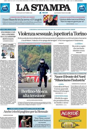 Prima pagina La Stampa di oggi - Quotidiano nazionale