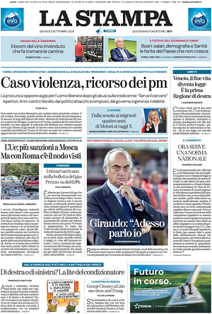 La Stampa prima pagina