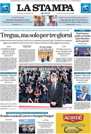 Prima pagina La Stampa di oggi - Quotidiano nazionale